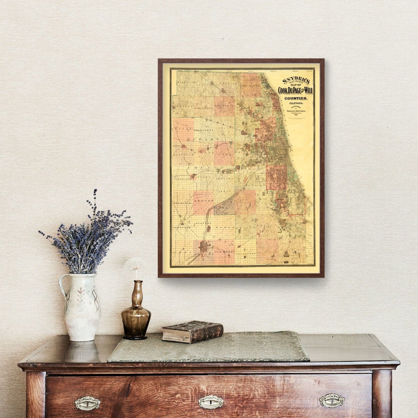 Vintage Map of Cook County, Illinois, 1898