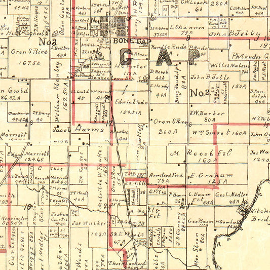 Vintage Map of Edwards County, Illinois, 1891