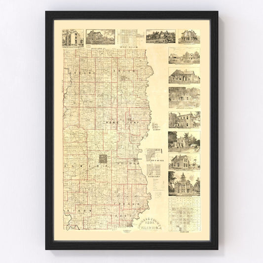 Vintage map of Edwards County, Illinois, 1891