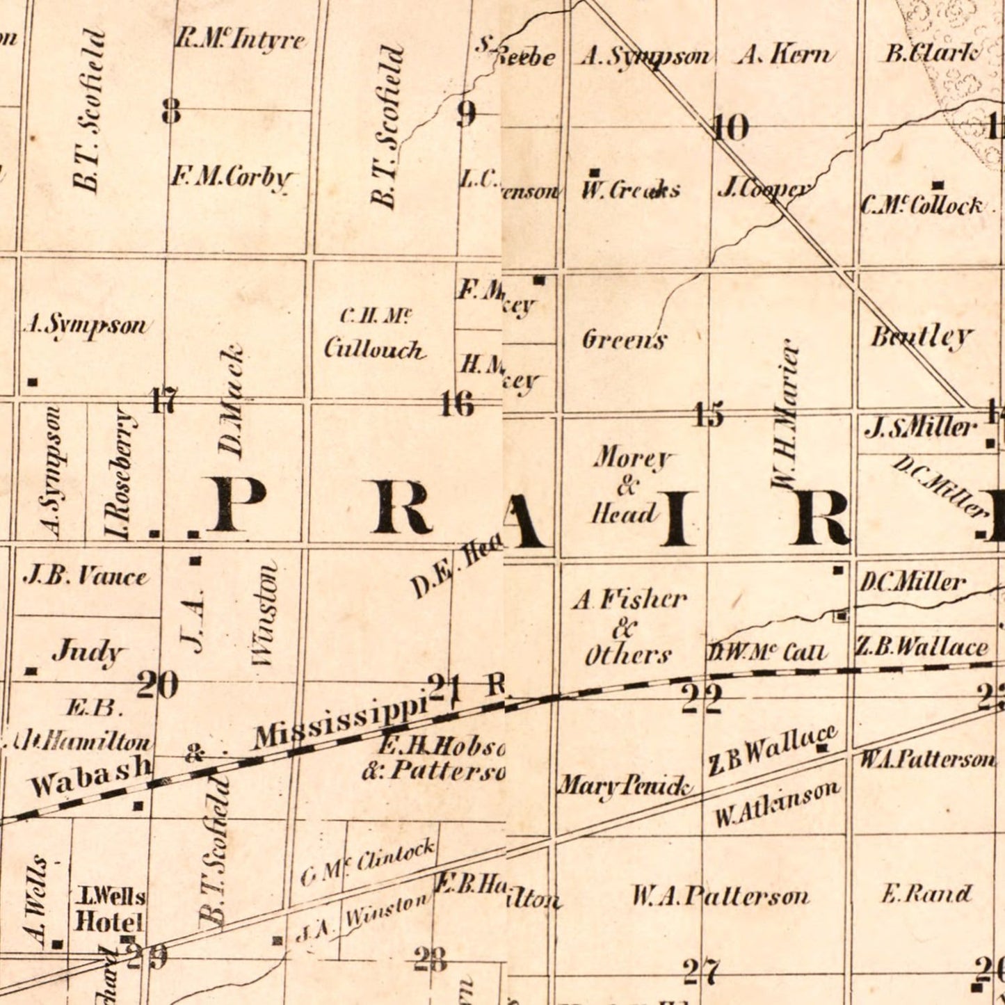 Vintage Map of Hancock County, Illinois, 1859