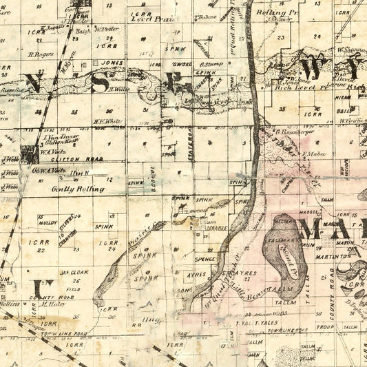 Vintage Map of Iroquois County, Illinois, 1860