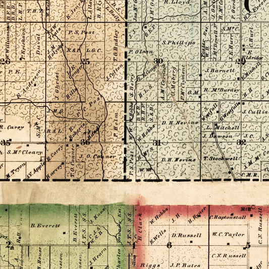 Vintage Map of Knox County, Illinois, 1861