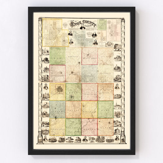 vintage map of Knox County, Illinois, 1861