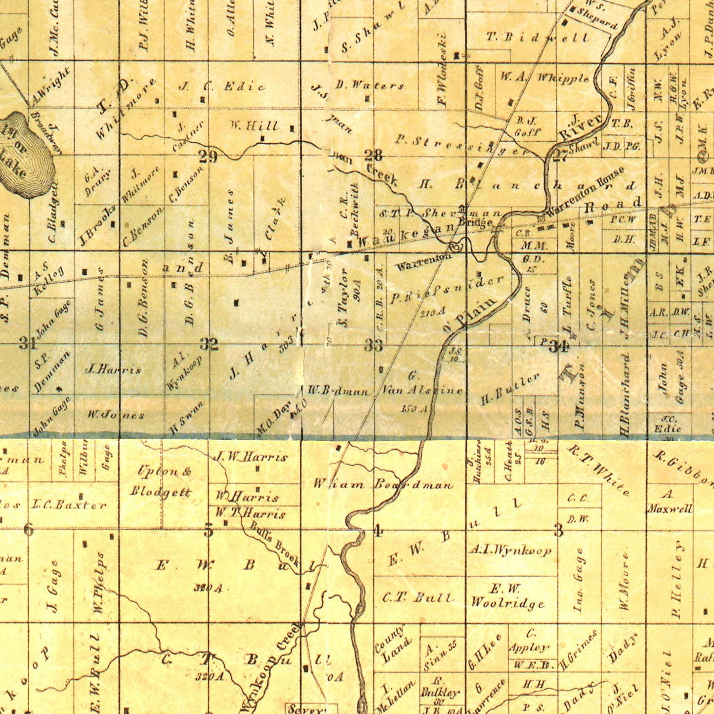 Vintage Map of Lake County, Illinois, 1861