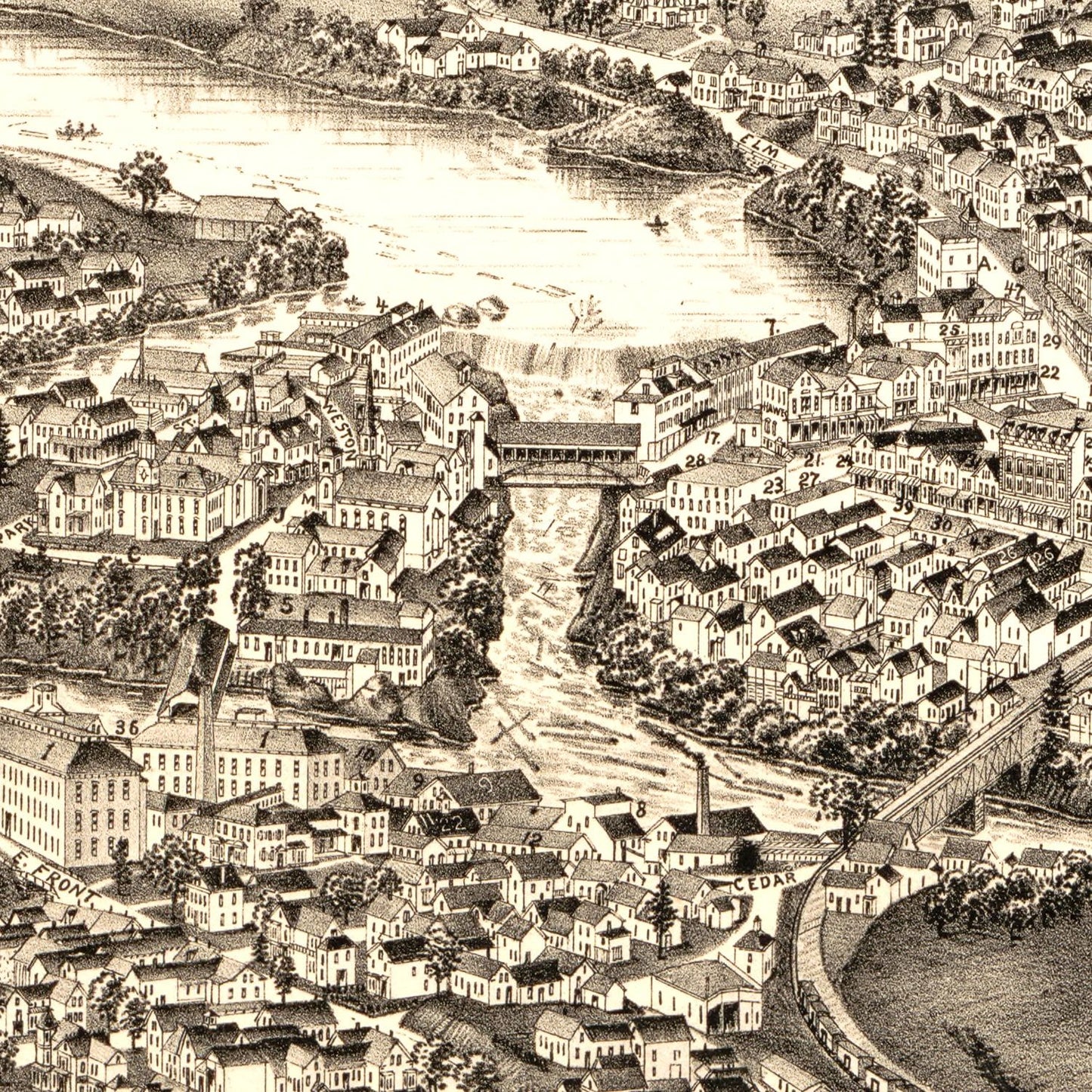 Vintage Map of Skowhegan, Maine, 1892