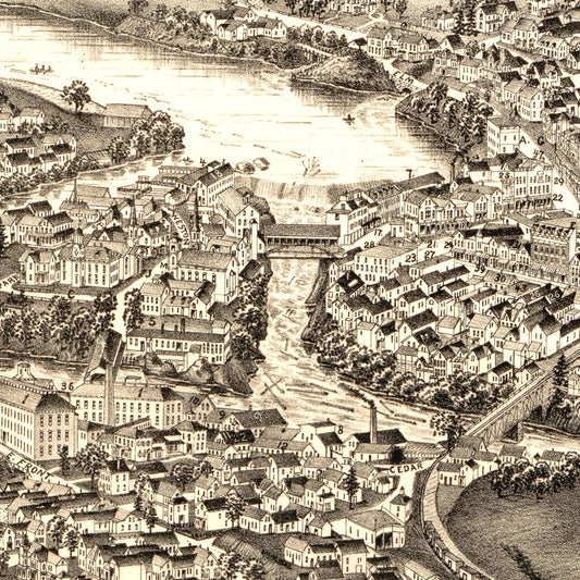 Vintage Map of Skowhegan, Maine, 1892