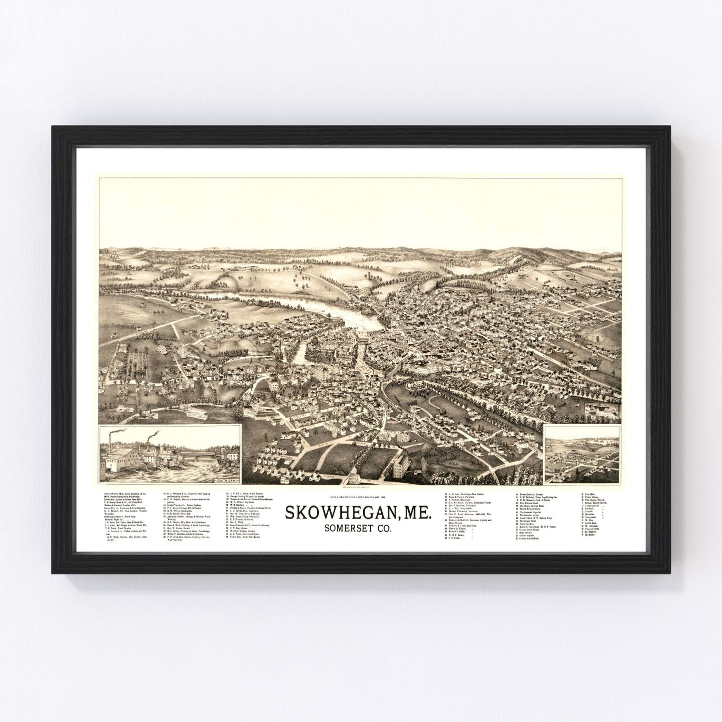 vintage map of Skowhegan, Maine, 1892