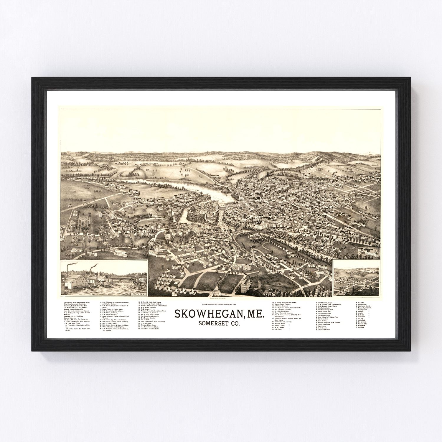 vintage map of Skowhegan, Maine, 1892
