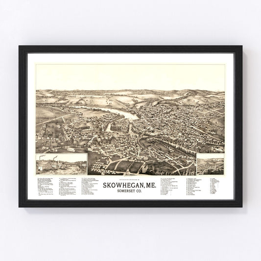 vintage map of Skowhegan, Maine, 1892