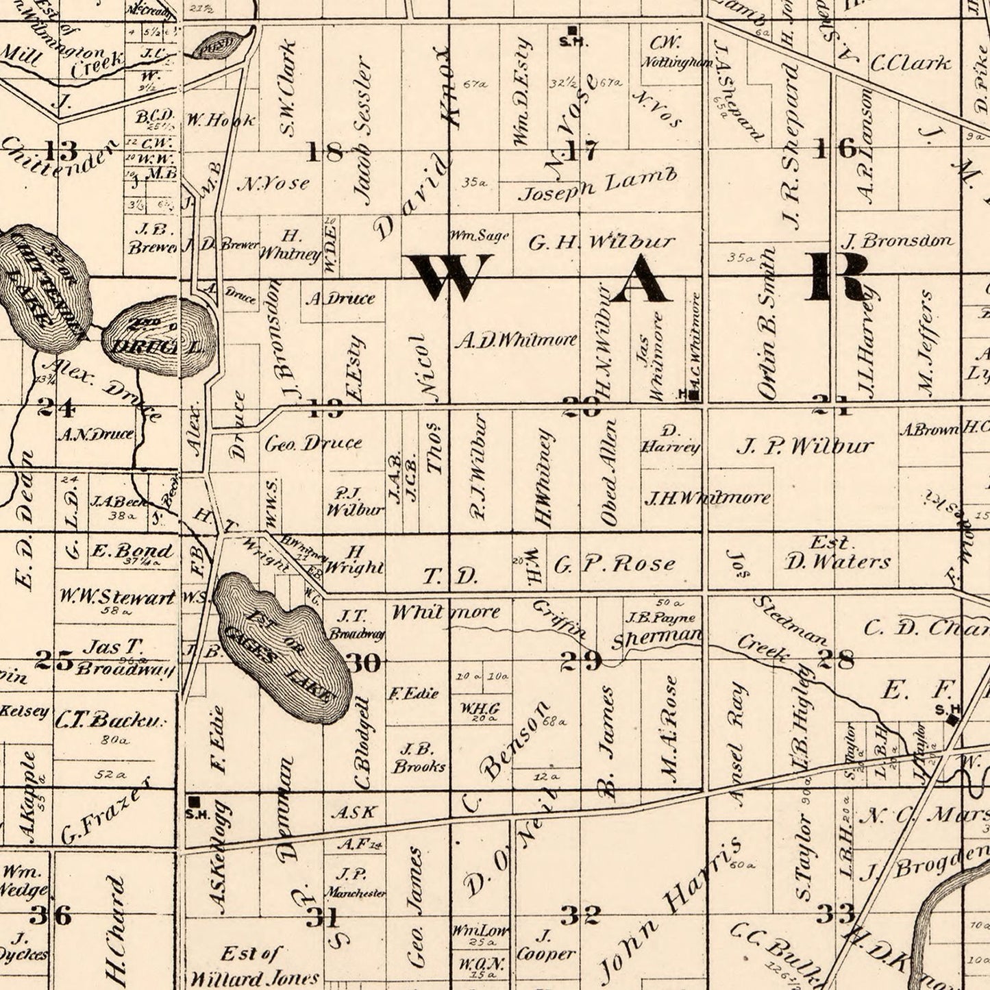 Vintage Map of Lake County, Illinois, 1873
