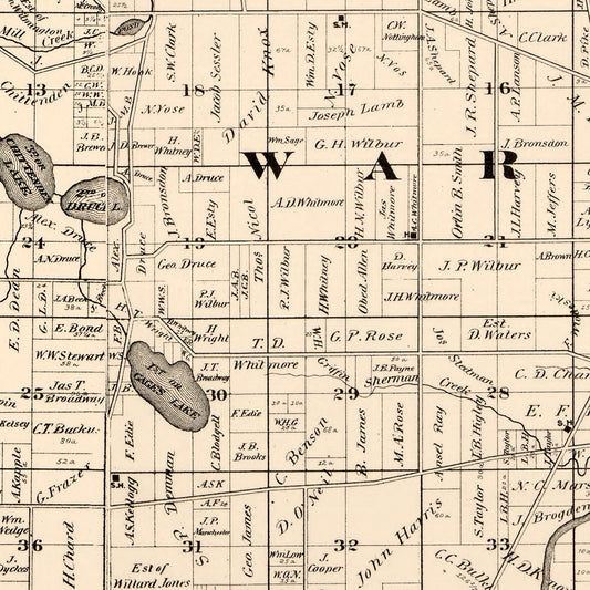 Vintage Map of Lake County, Illinois, 1873