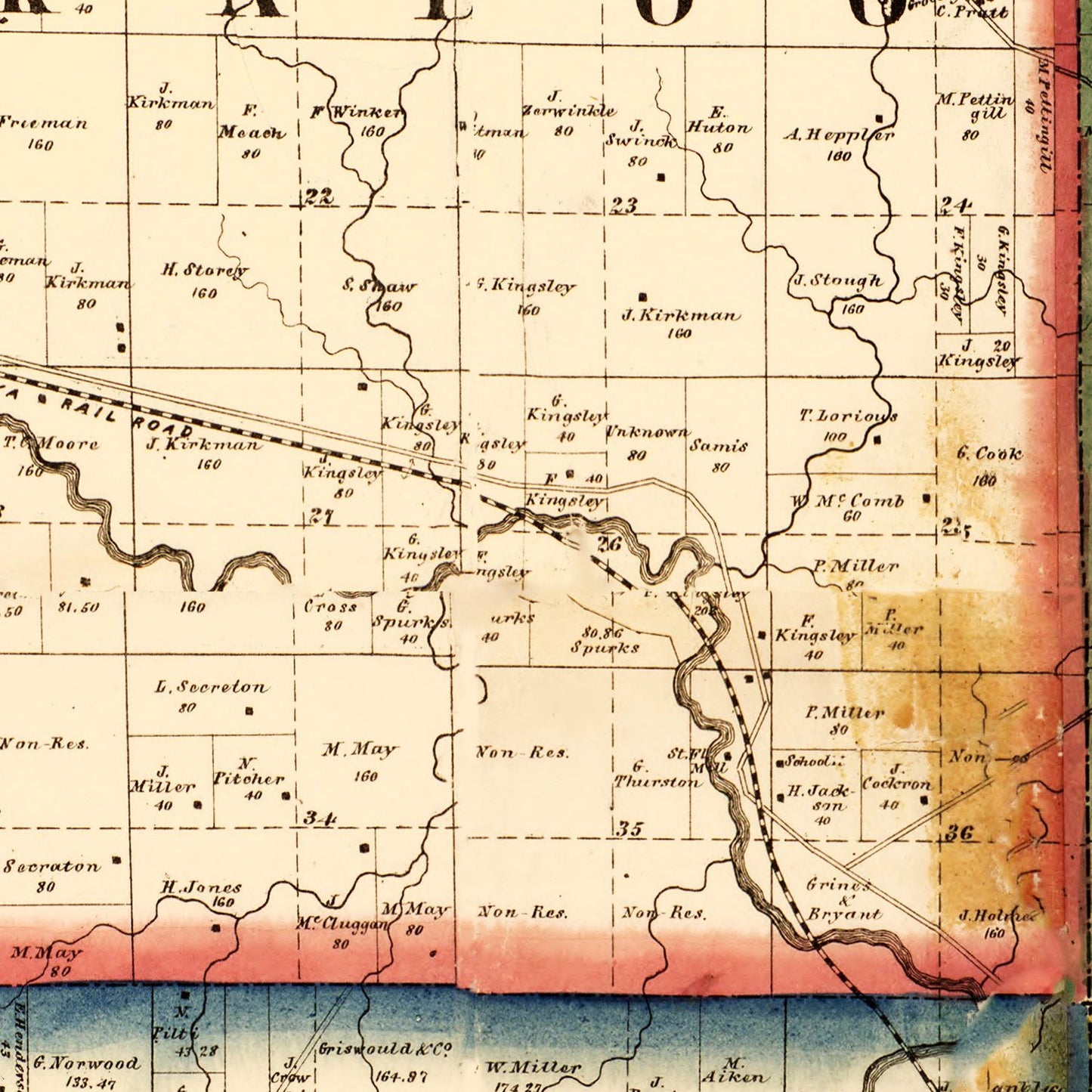 Vintage Map of Peoria County, Illinois, 1861