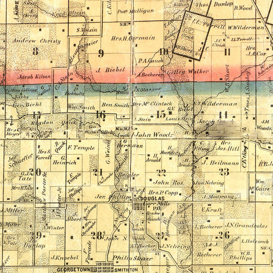 Vintage Map of Saint Clair County, Illinois, 1863