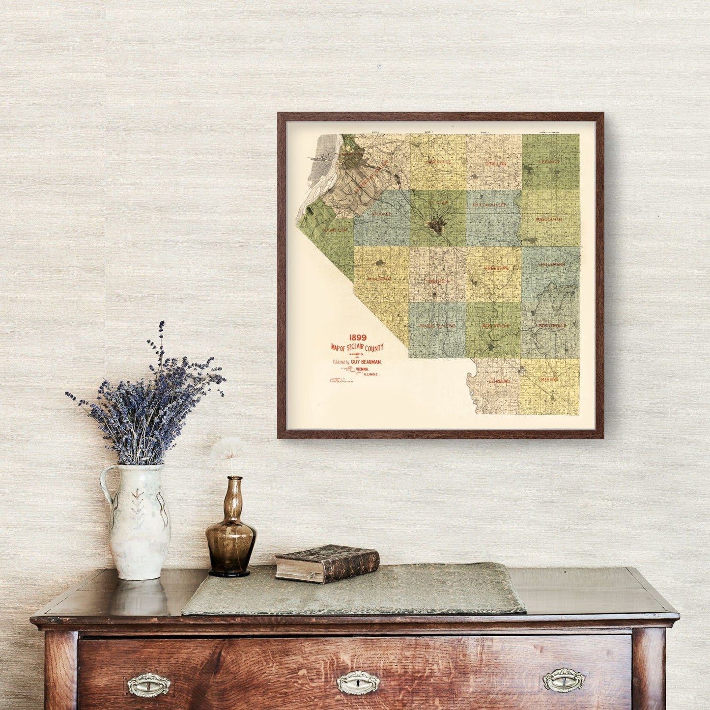 Vintage Map of St. Clair County, Illinois, 1899