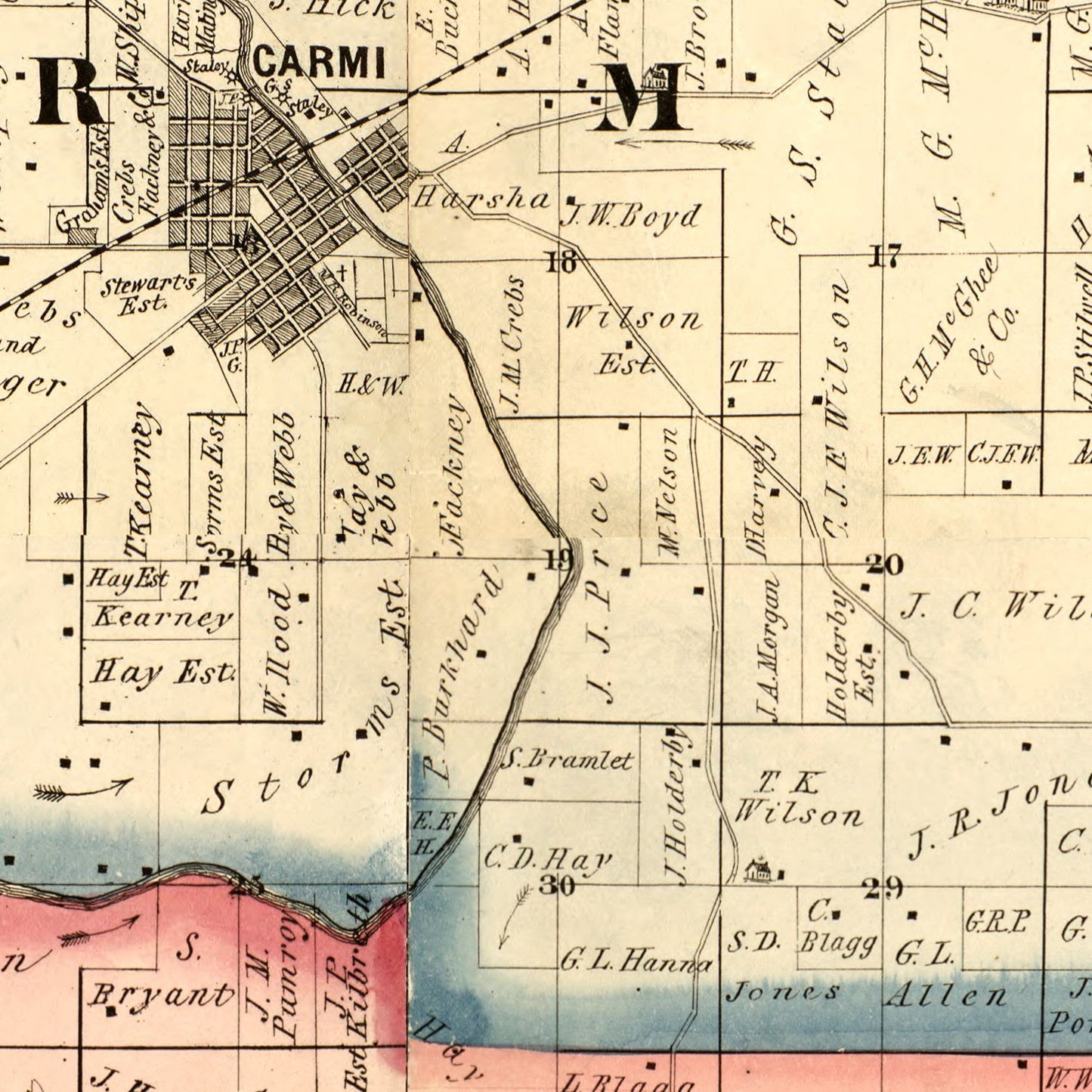 Vintage Map of White County, Illinois 1871