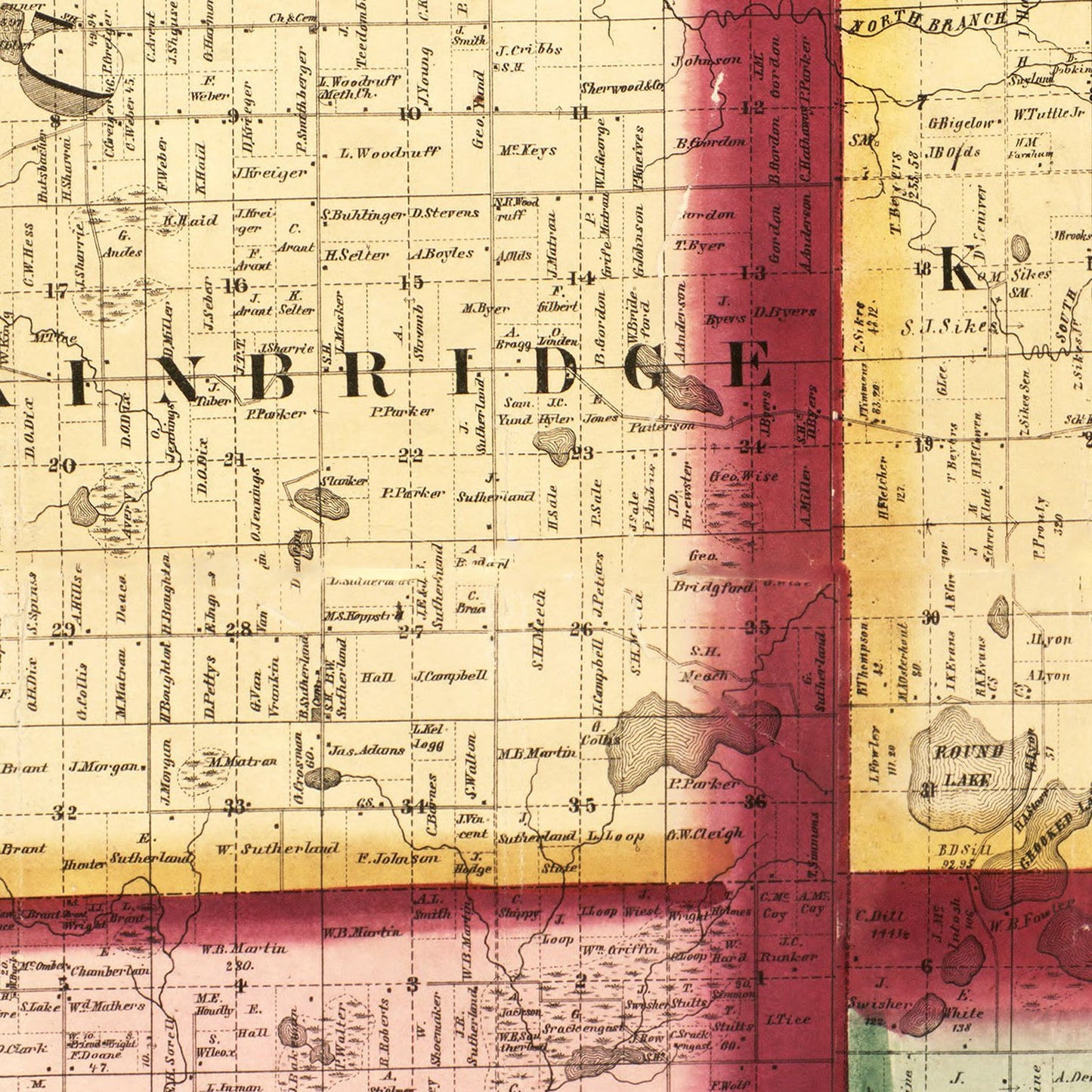 Vintage Map of Cass County, Michigan, 1860