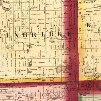 Vintage Map of Cass County, Michigan, 1860