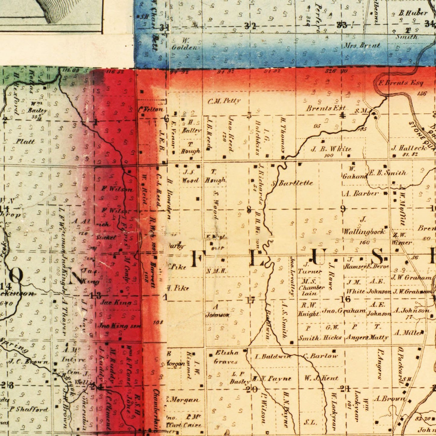Vintage Map of Genesee County, Michigan, 1859