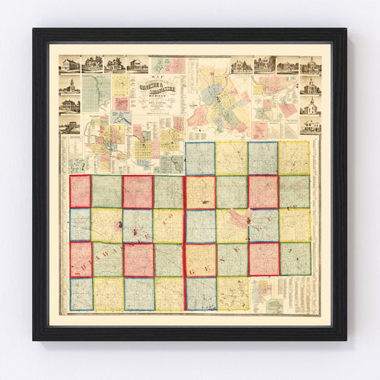 Vintage map of Genesee County, Michigan, 1859