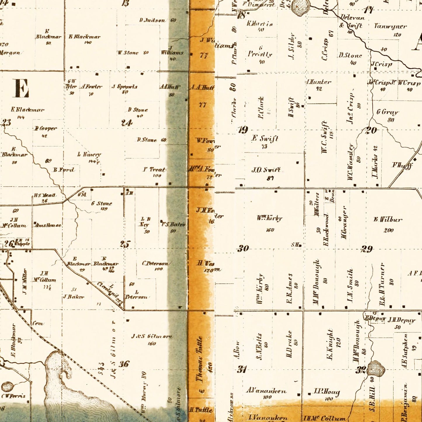 Vintage Map of Hillsdale County, Michigan, 1857