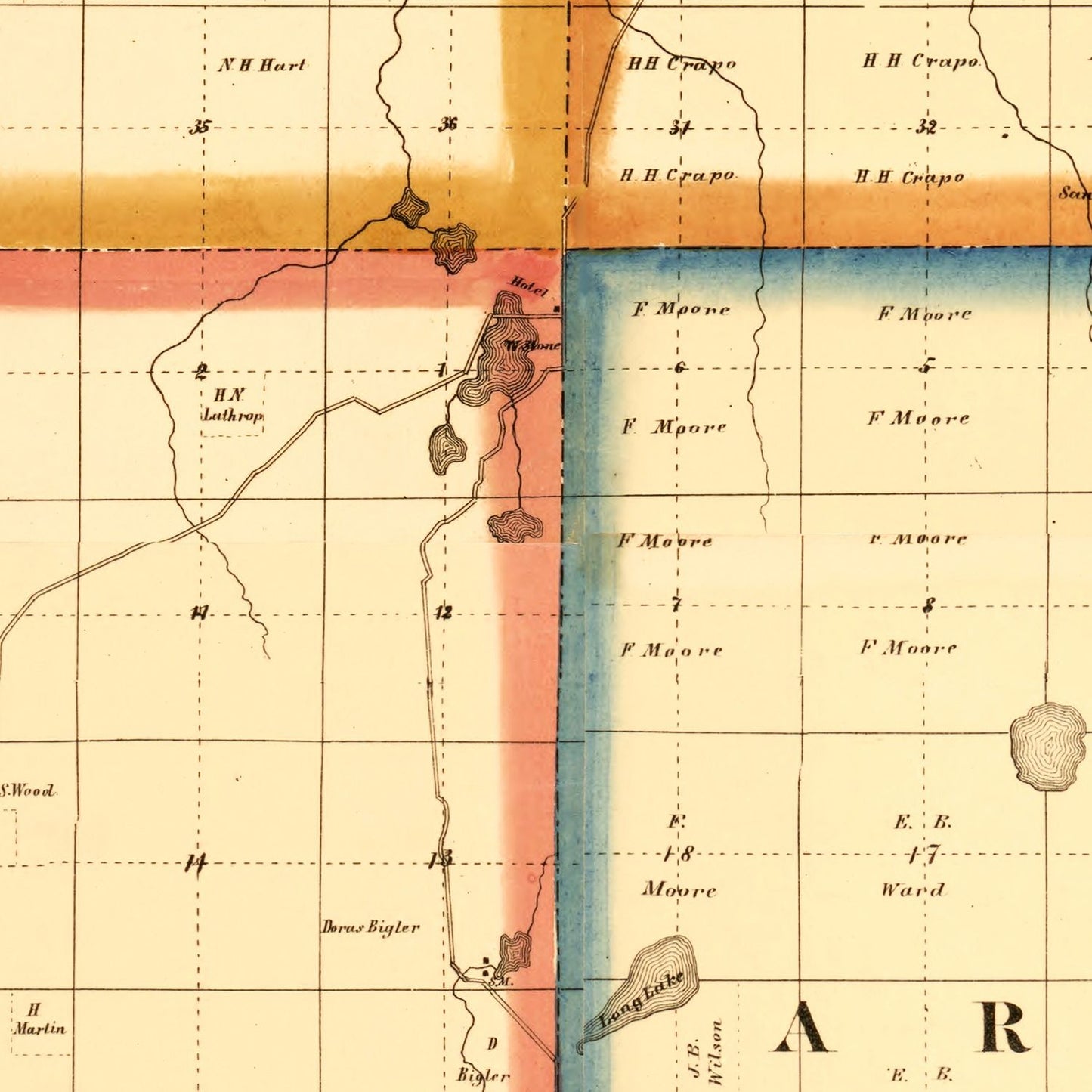Vintage Map of Lapeer County, Michigan, 1863