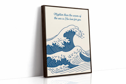 Mightier Than the Waves Ocean Scripture Wall Art