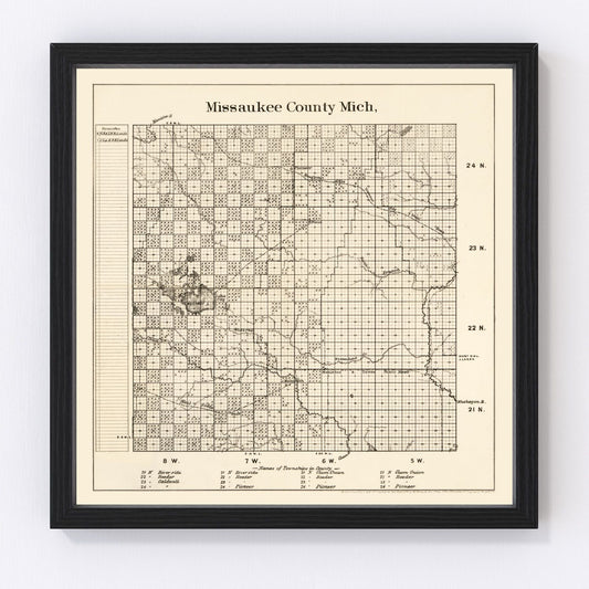 vintage map of Missaukee County, Michigan, 1878