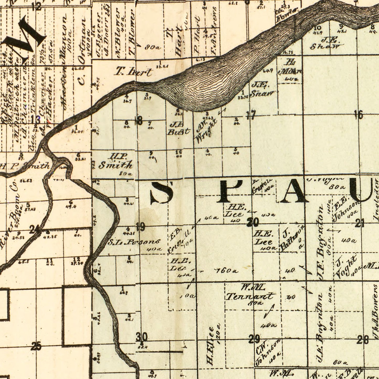 Vintage Map of Saginaw County, Michigan, 1890