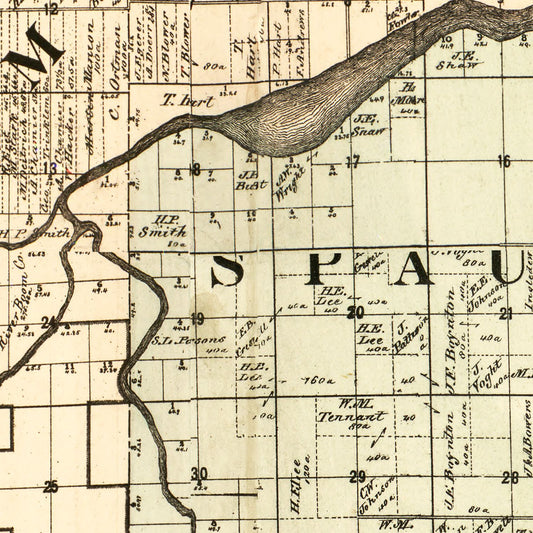 Vintage Map of Saginaw County, Michigan, 1890