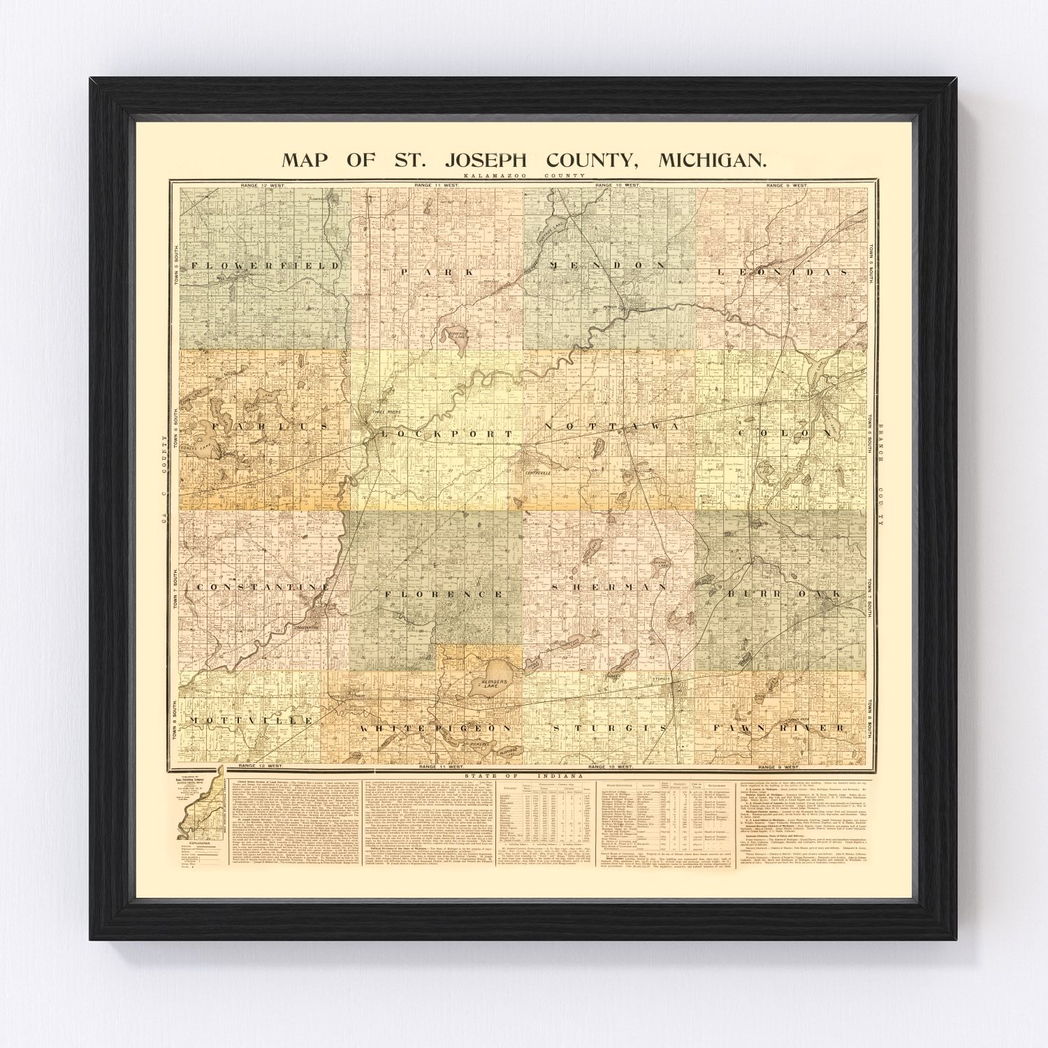 Vintage map of St. Joseph County, Michigan, 1897