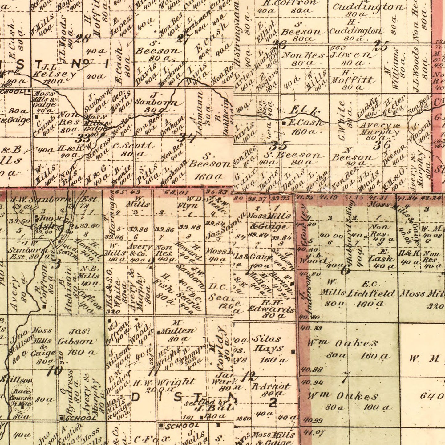 Vintage Map of Sanilac County, Michigan, 1876