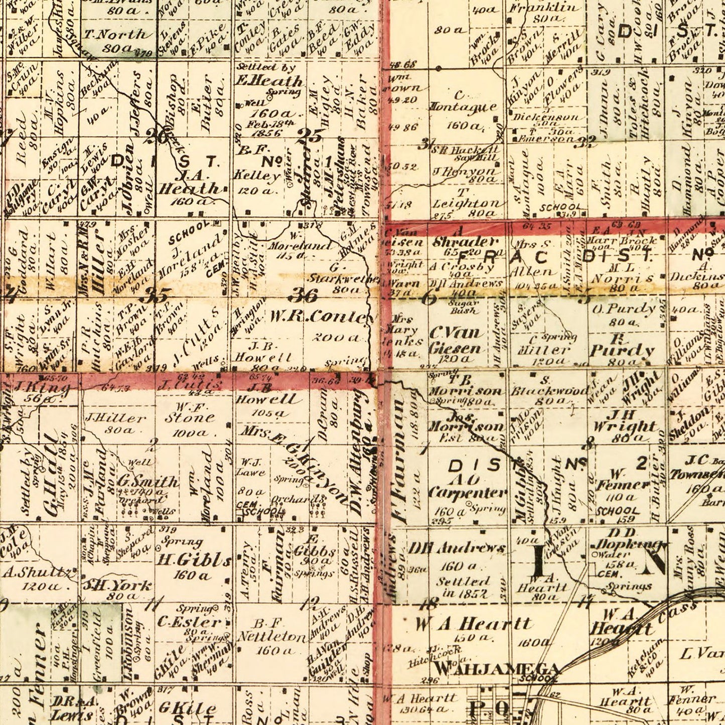 Vintage Map of Tuscola County, Michigan, 1875