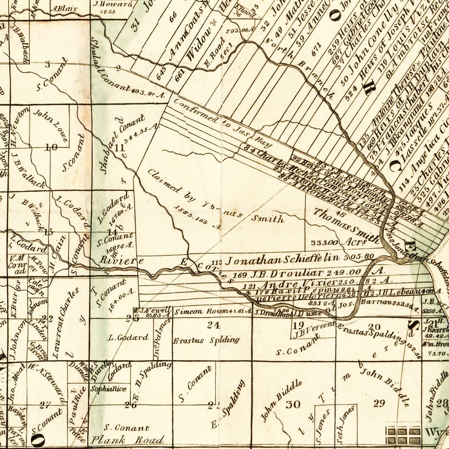 Vintage Map of Wayne County, Michigan 1855