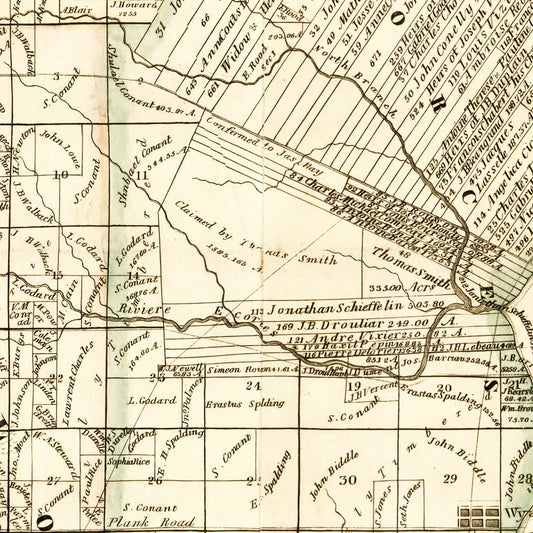 Vintage Map of Wayne County, Michigan 1855