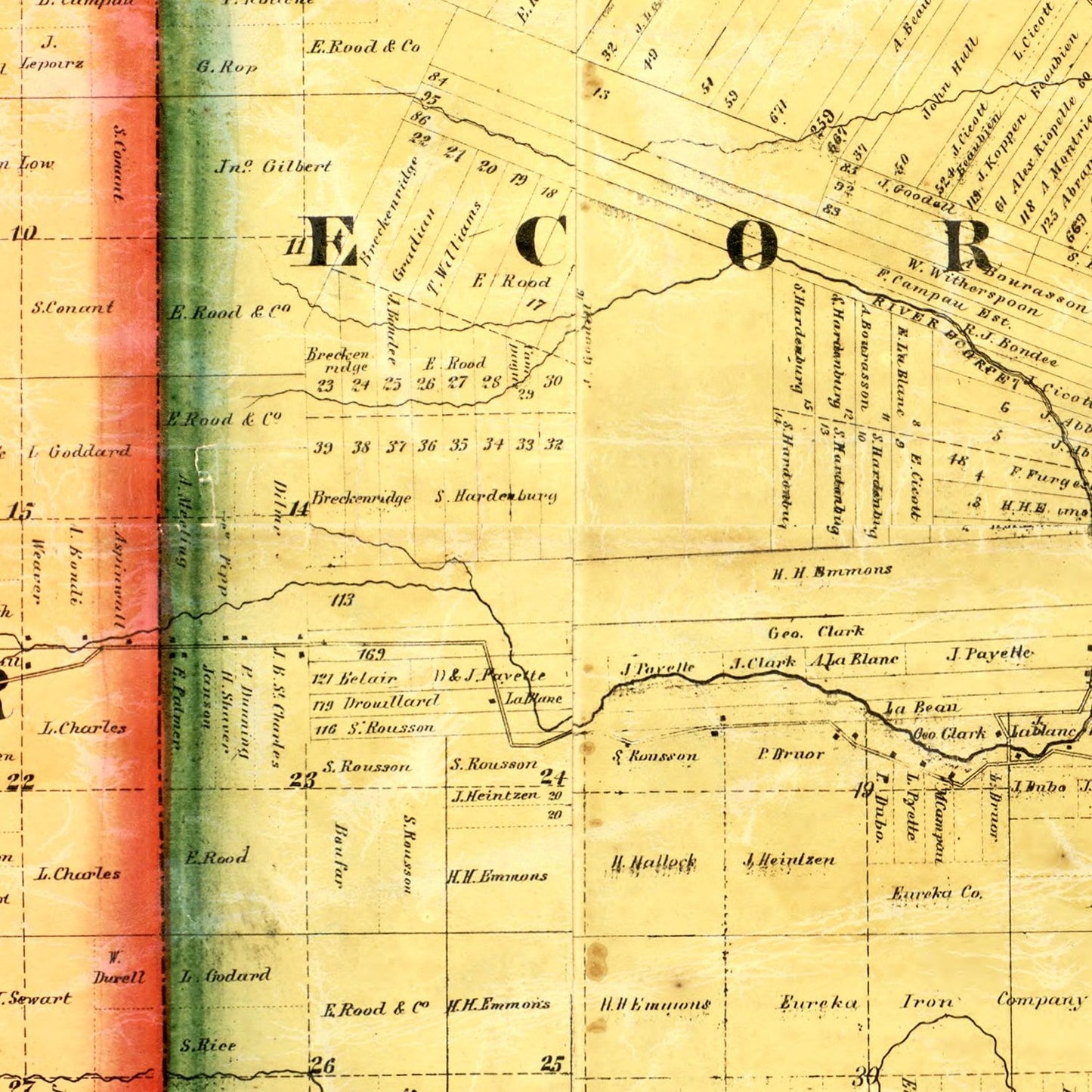 Vintage Map of Wayne County, Michigan 1860