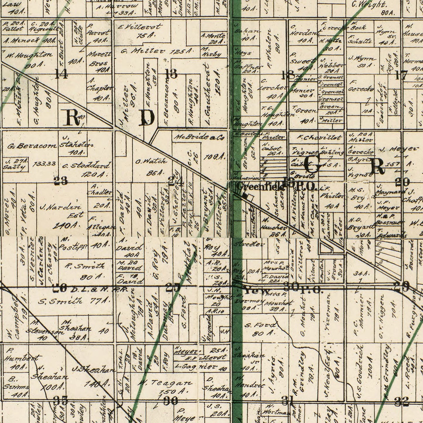 Vintage Map of Wayne County, Michigan 1894