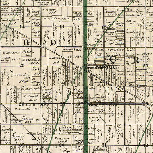 Vintage Map of Wayne County, Michigan 1894