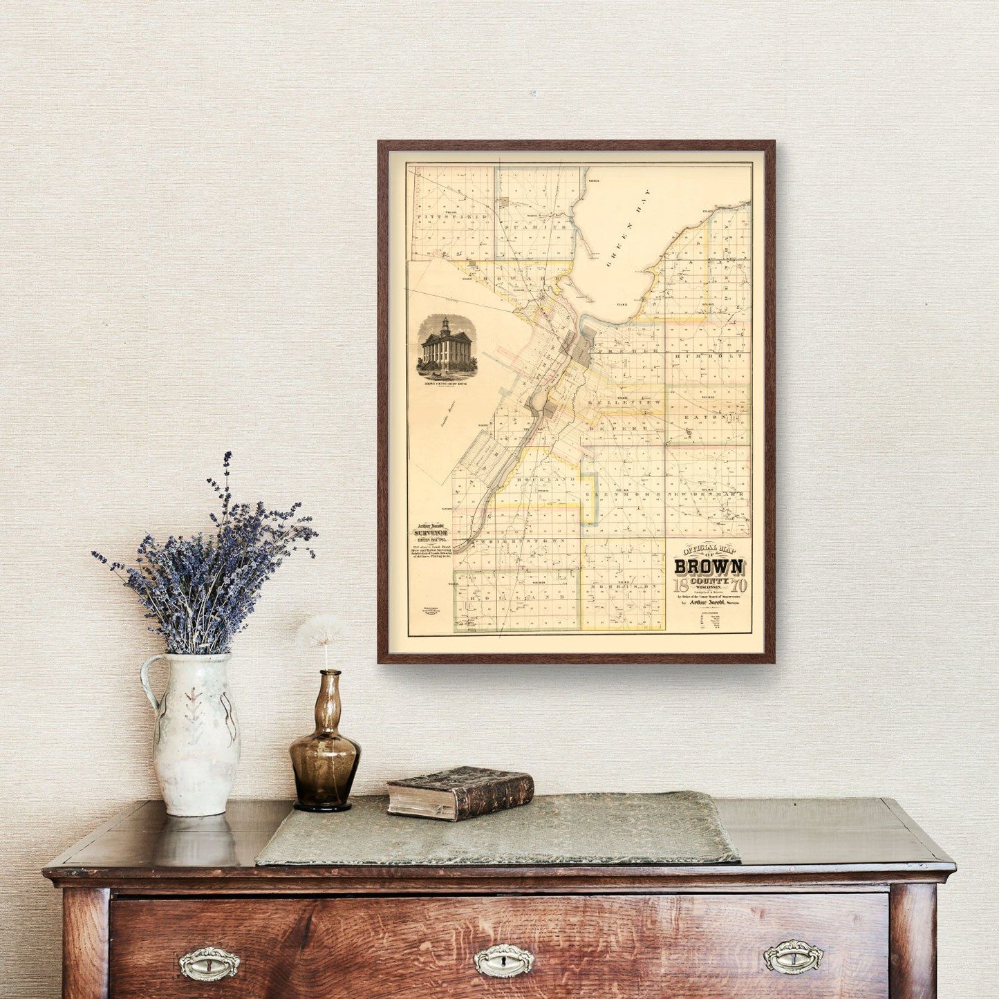 Vintage Map of Brown County, Wisconsin, 1870