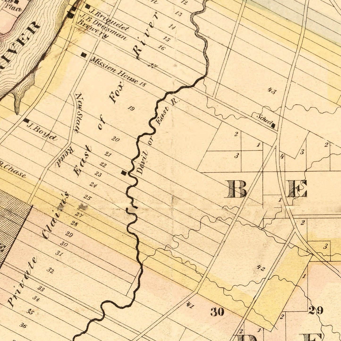 Vintage Map of Brown County, Wisconsin, 1870