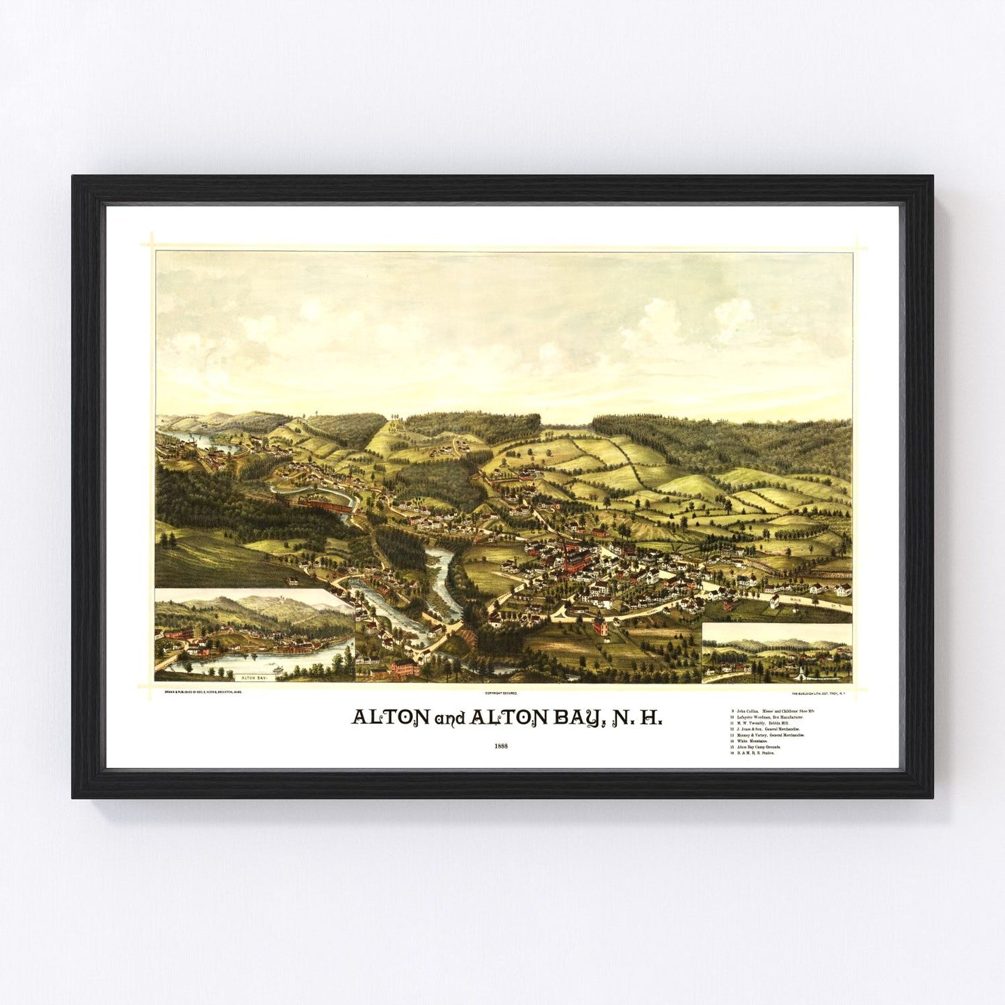 Vintage map of Alton, New Hampshire, 1888, Belknap County