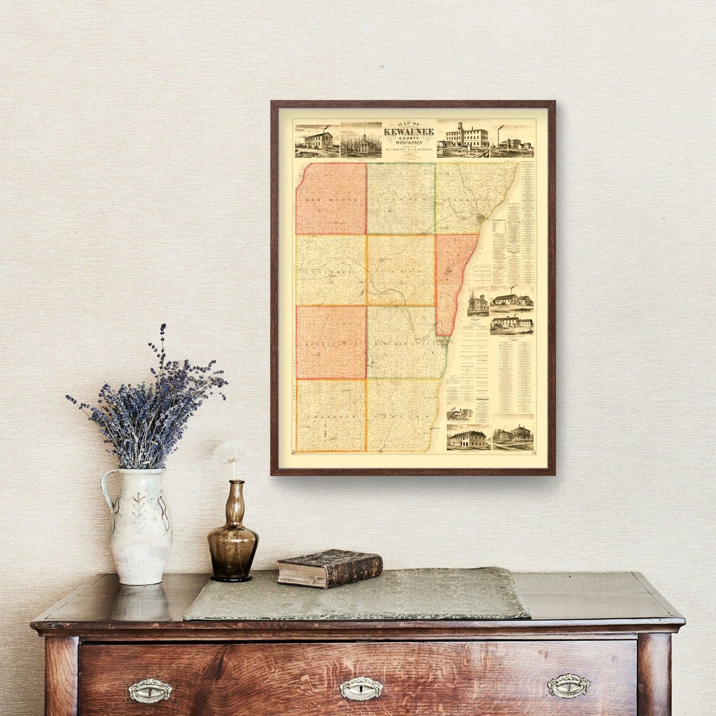 Vintage Map of Kewaunee County, Wisconsin, 1895