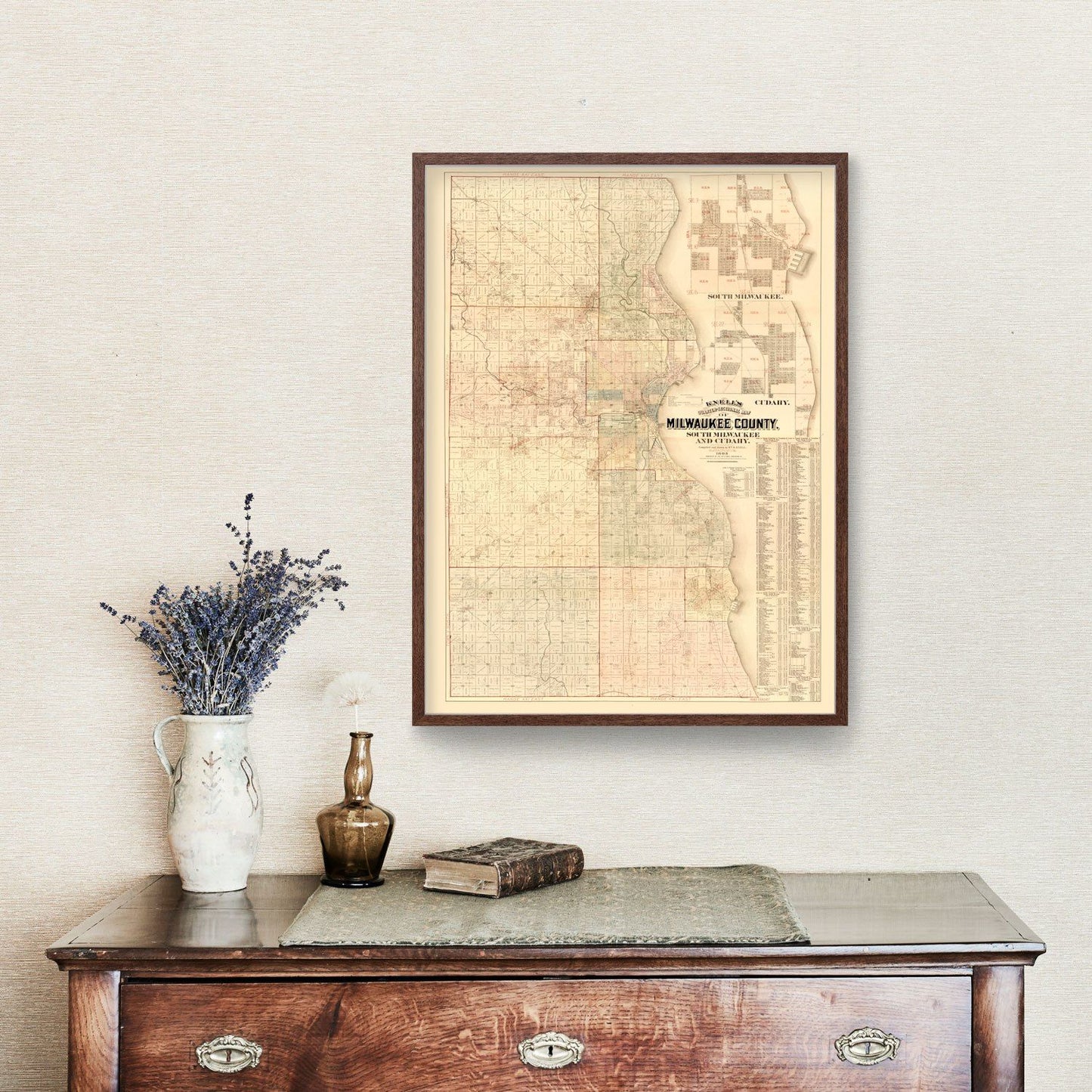 Vintage Map of Milwaukee County, Wisconsin, 1893