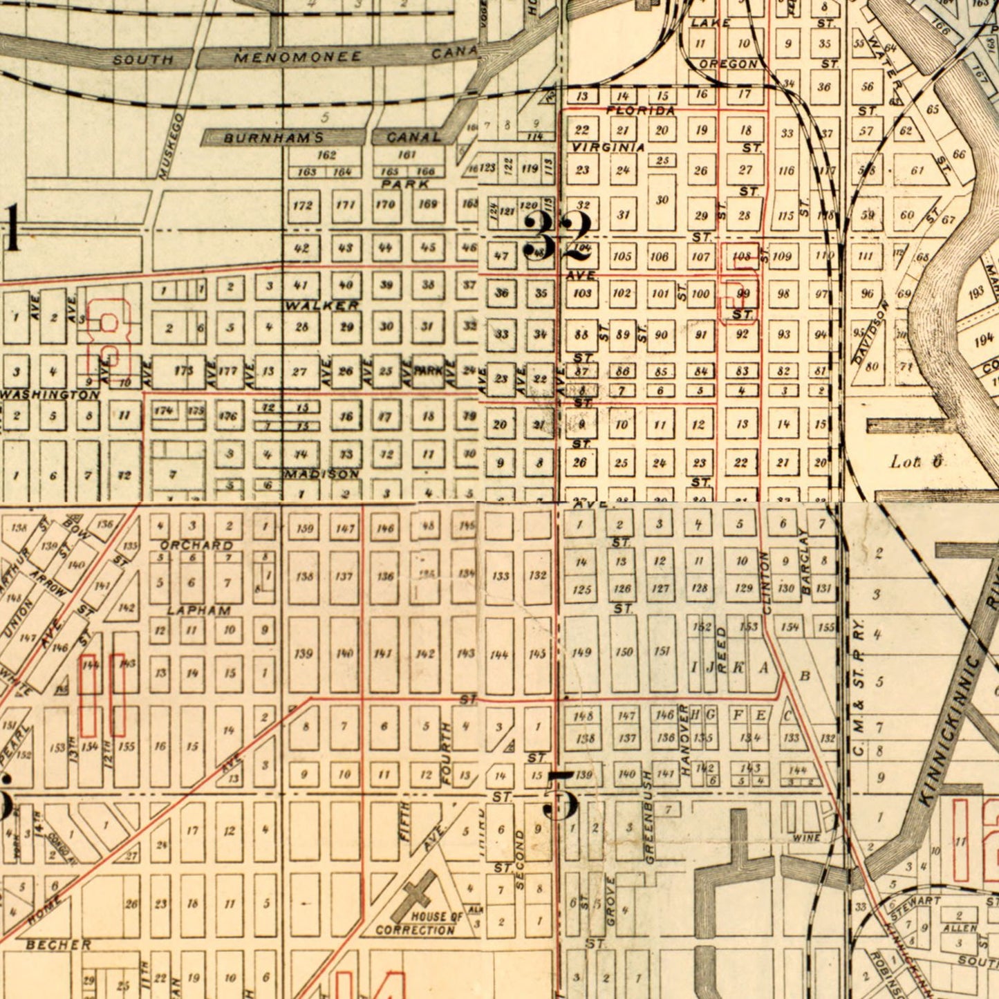 Vintage Map of Milwaukee County, Wisconsin, 1893