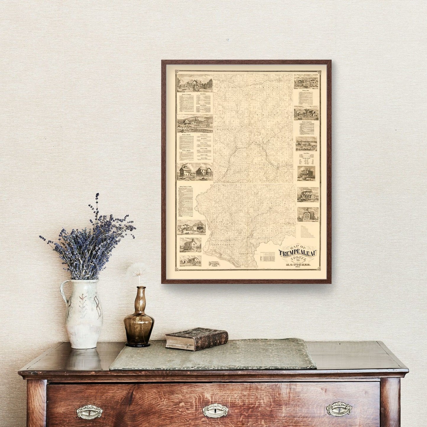 Vintage Map of Trempealeau County, Wisconsin, 1877