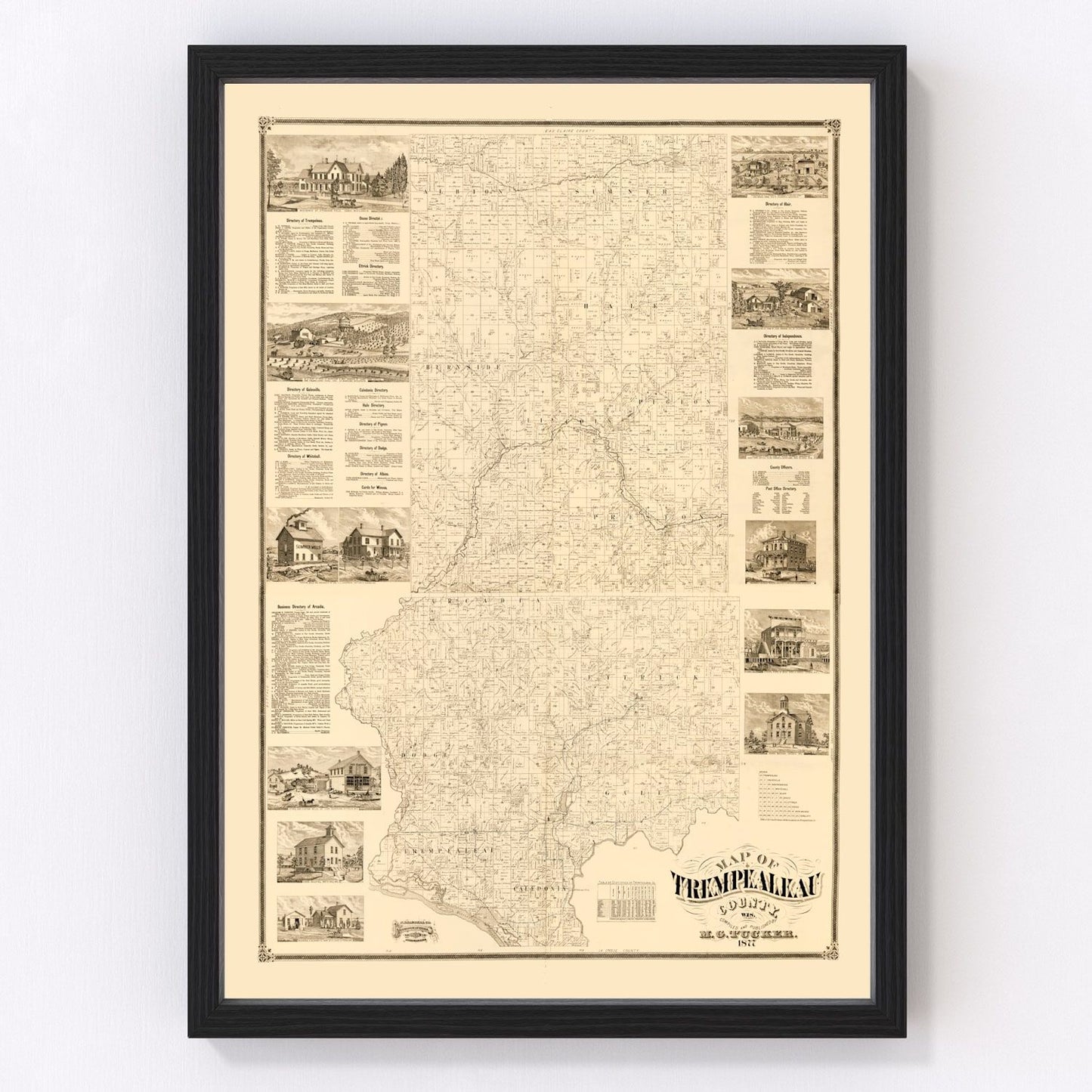vintage map of Trempealeau County, Wisconsin, 1877