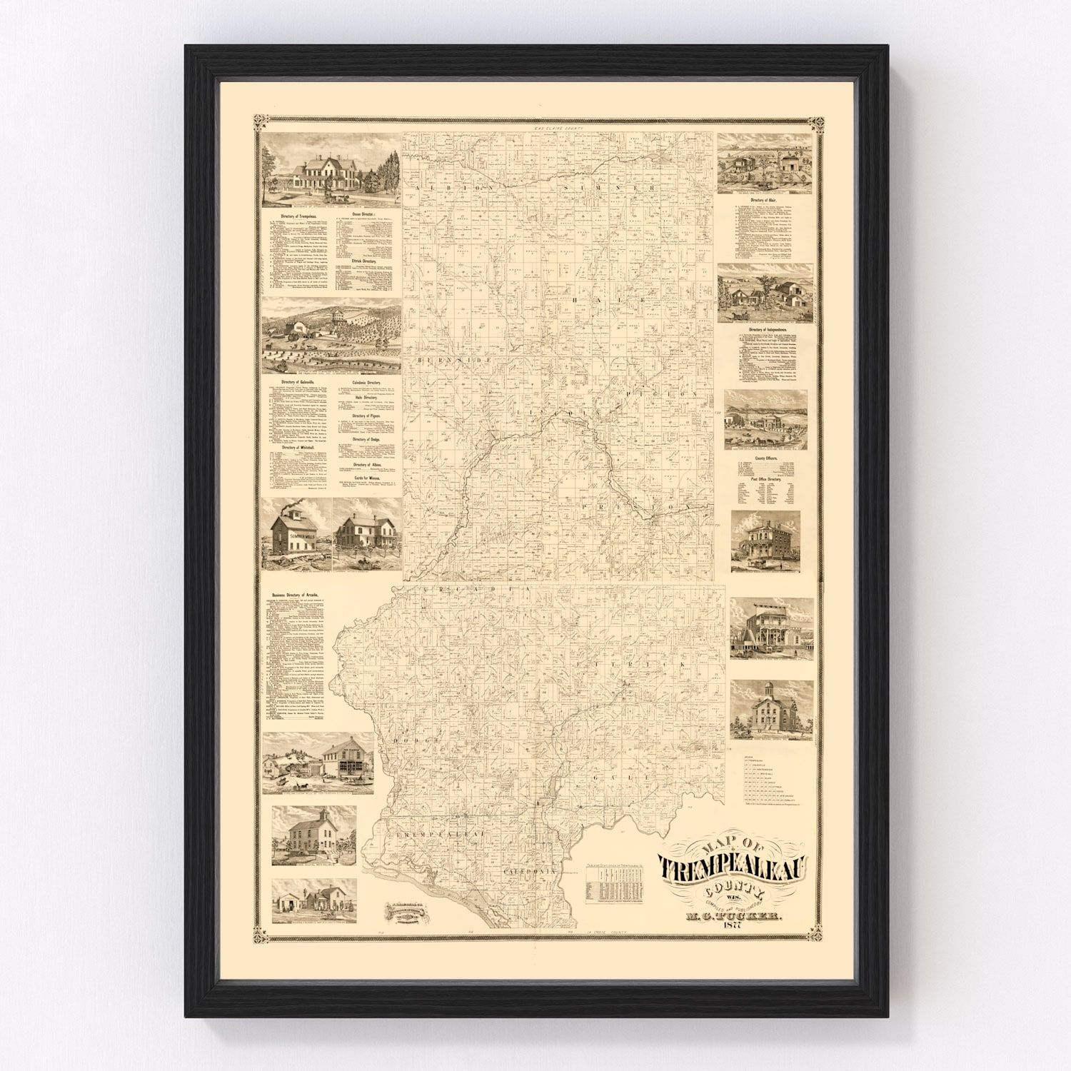 vintage map of Trempealeau County, Wisconsin, 1877