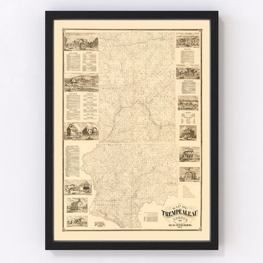 vintage map of Trempealeau County, Wisconsin, 1877