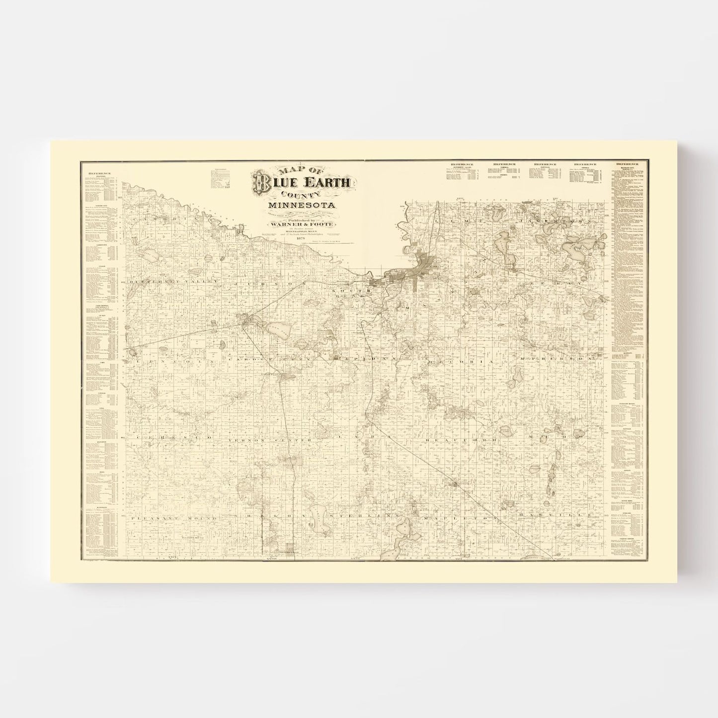 Vintage Map of Blue Earth County, Minnesota, 1879