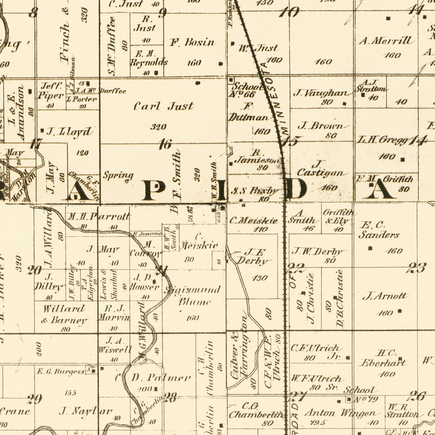 Vintage Map of Blue Earth County, Minnesota, 1879