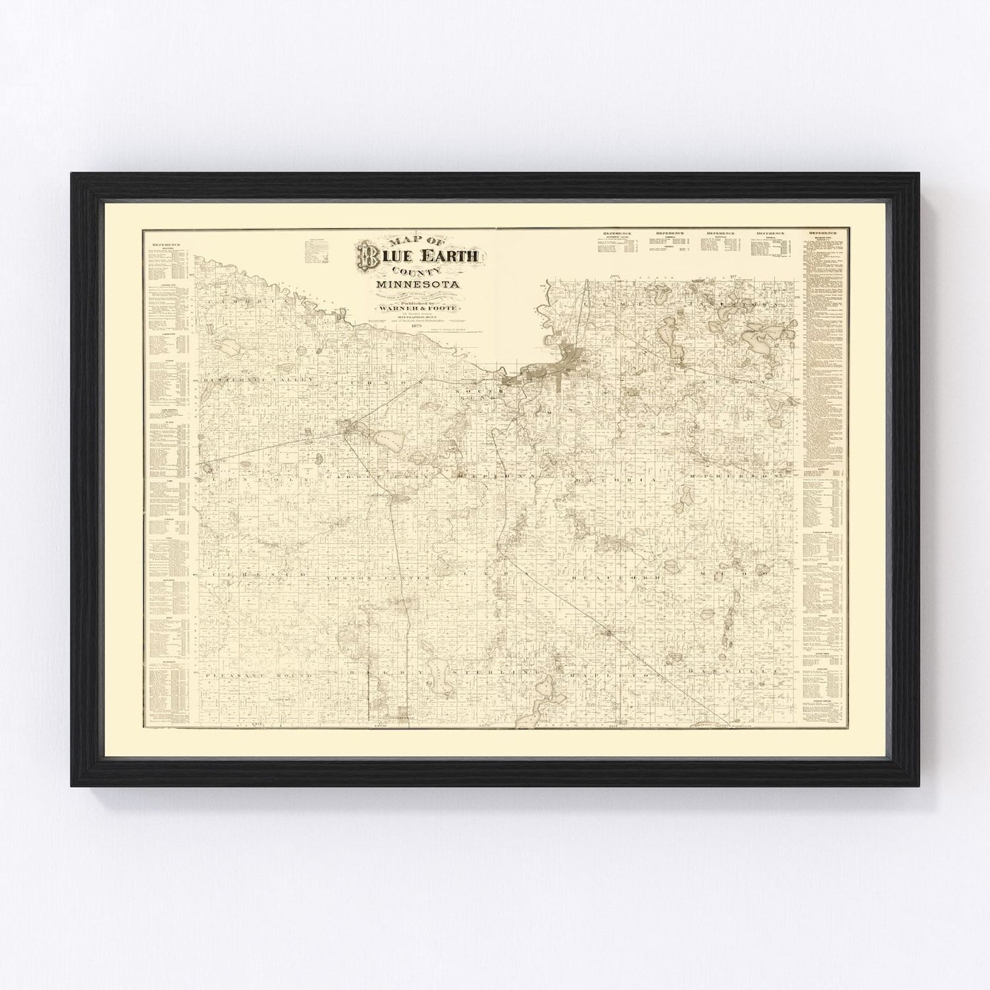 vintage map of Blue Earth County, Minnesota, 1879